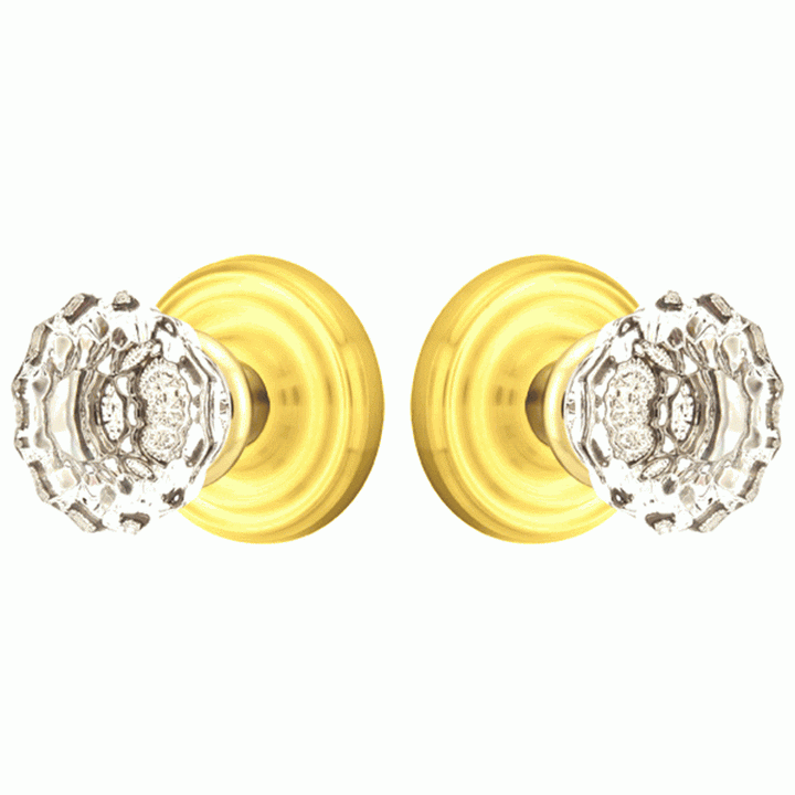 EMTEK Crystal Astoria Door Knob Set With Regular Rosette