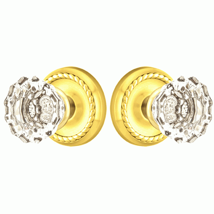 EMTEK Emtek Crystal Astoria Door Knob Set With Rope Rosette