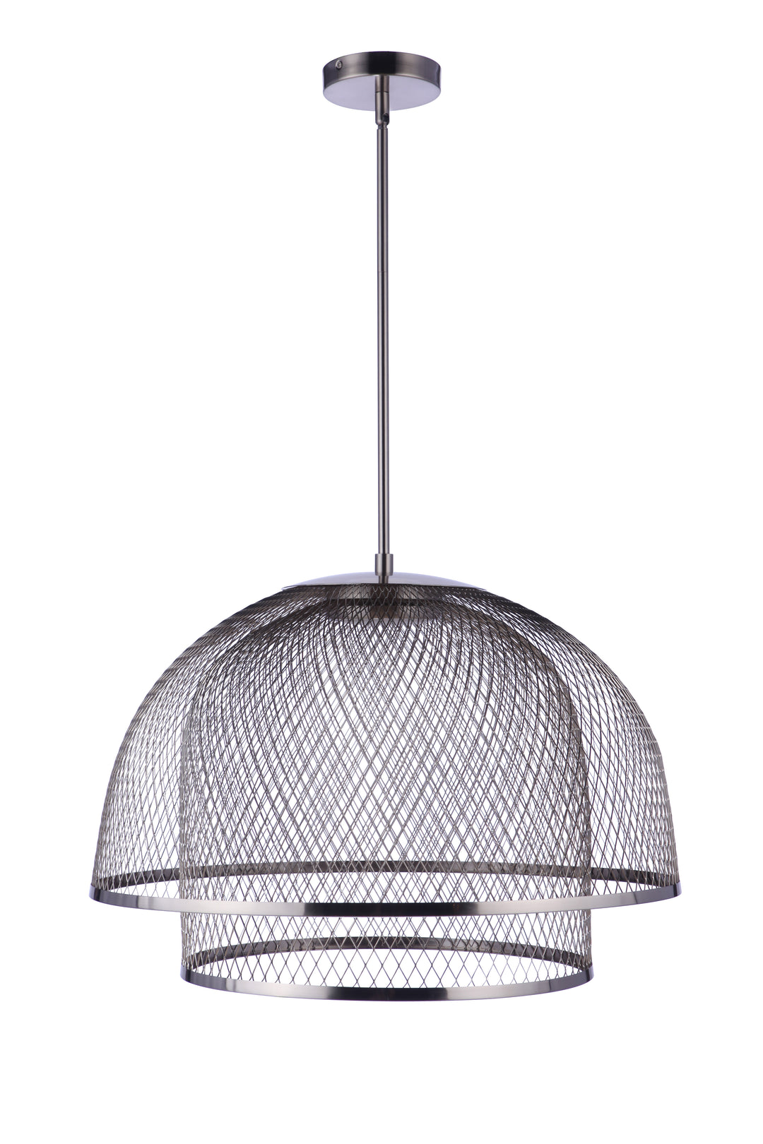 CRAFTMADE 24.25" Diameter Sculptural Statement Metal Mesh Dome 2 Shade Pendant in Brushed Polished Nickel