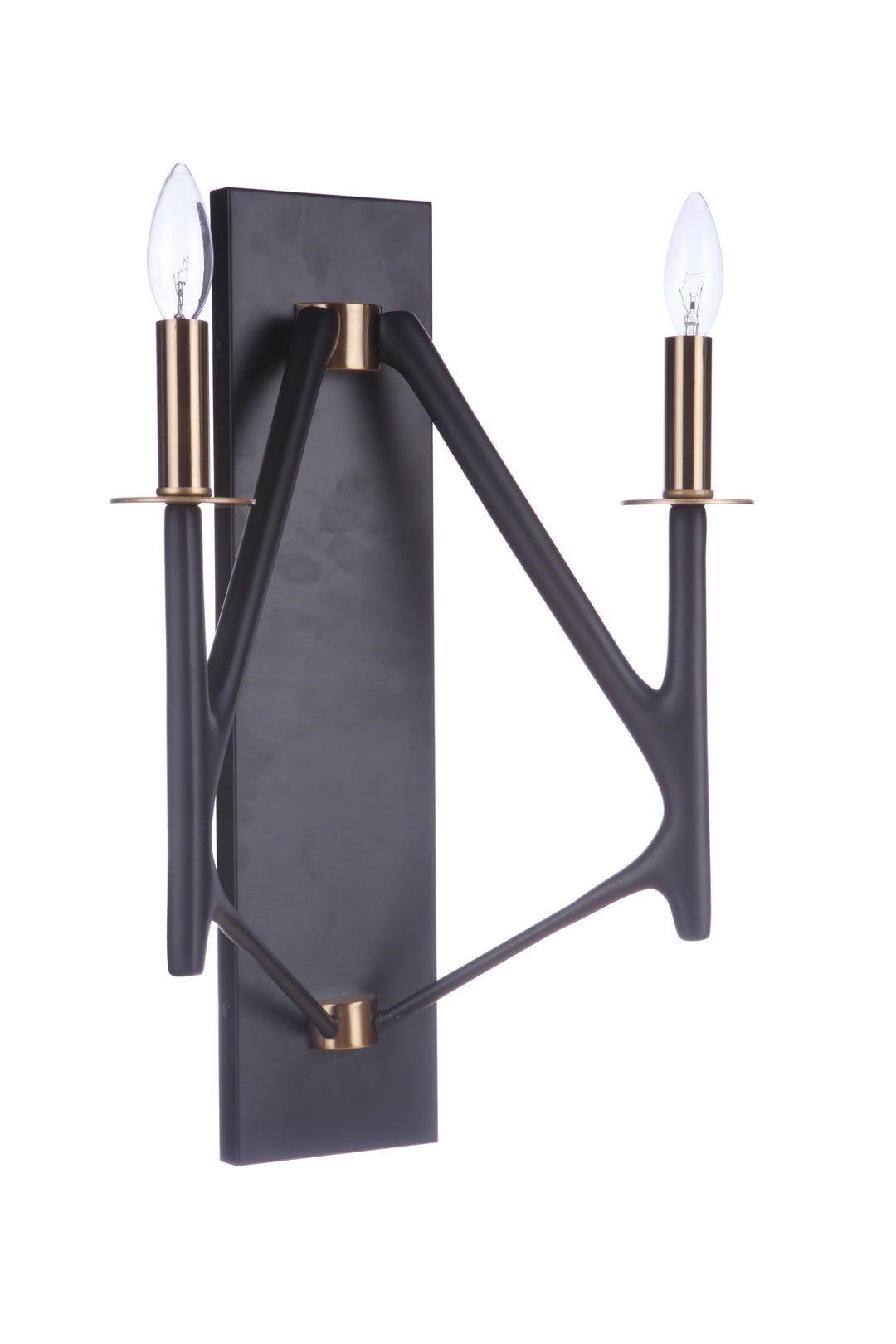 CRAFTMADE The Reserve 2 Light Wall Sconce in Flat Black/Satin Brass