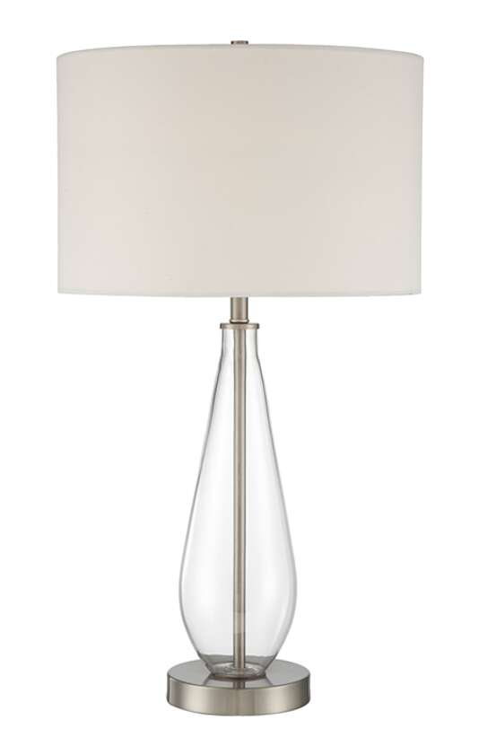 1 Light Glass/Metal Base Table Lamp in Clear Glass/Brushed Polished Nickel