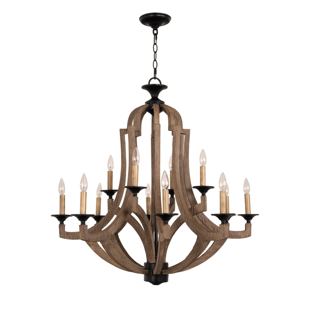 CRAFTMADE Winton 12 Light Chandelier in Weathered Pine/Bronze