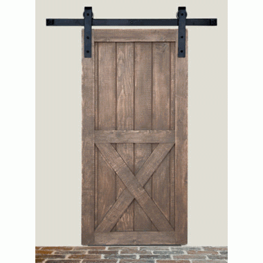 ACORN MANUFACTURING Barn Door Track System in Iron - Square End (Matte Black Finish)