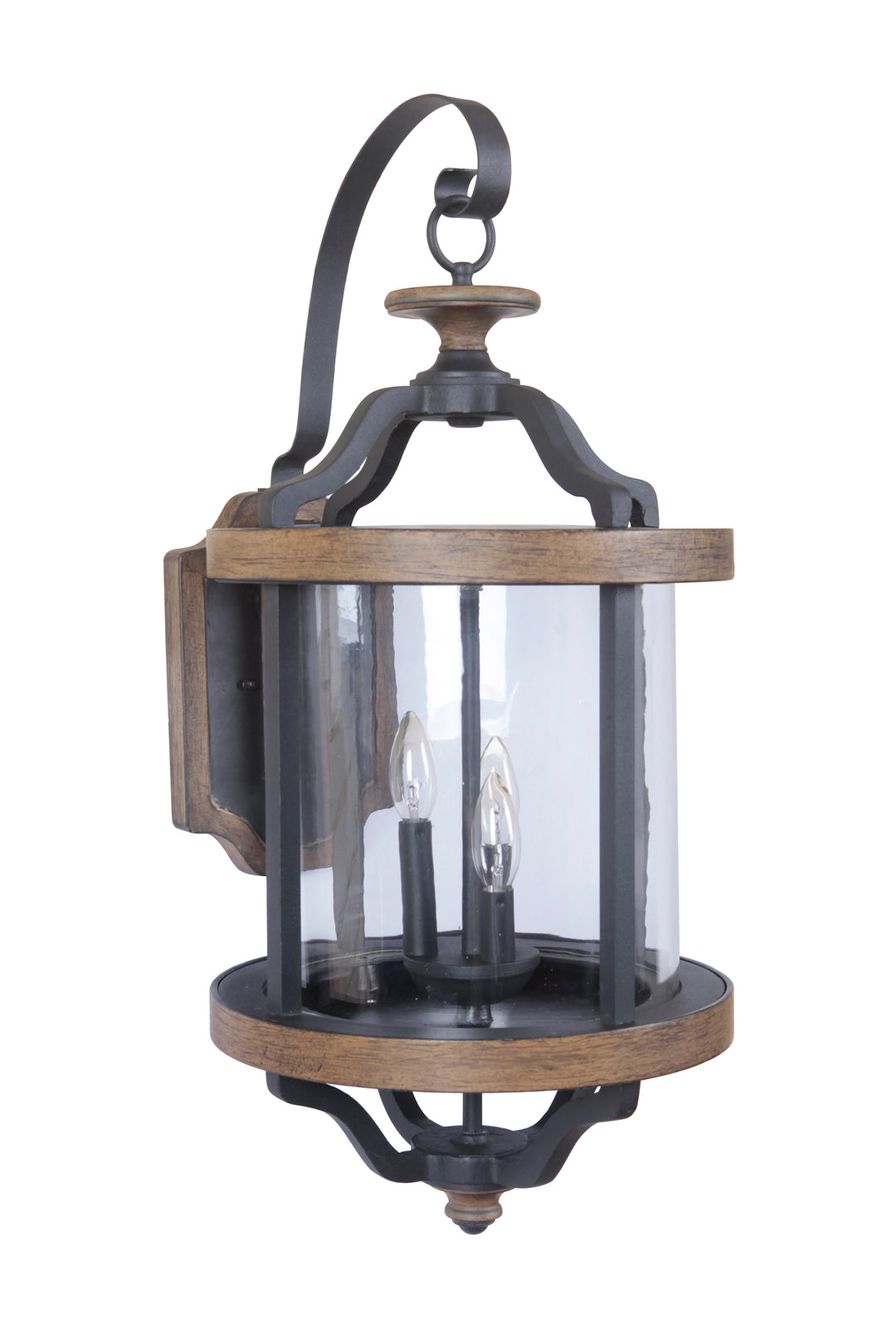 CRAFTMADE Ashwood 3 Light Extra Large Outdoor Wall Lantern in Textured Black/Whiskey Barrel