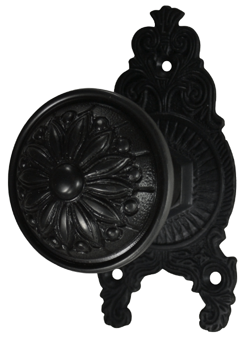 ##Antique Hardware## Ornate Victorian Rosette Door Set with Floral Imprint Door Knobs (Several Finishes Available)