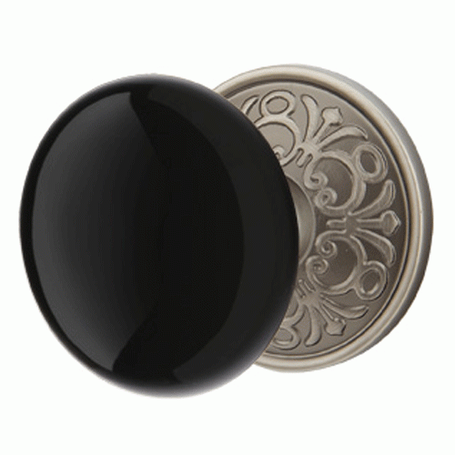 EMTEK Emtek Black Porcelain Ebony Door Knob Set With Lancaster Rosette