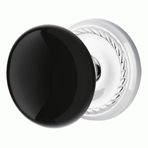 EMTEK Black Porcelain Ebony Door Knob Set With Rope Rosette