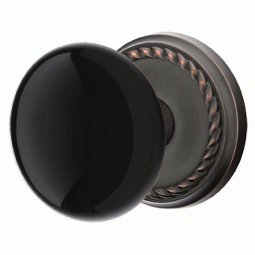 EMTEK Black Porcelain Ebony Door Knob Set With Rope Rosette