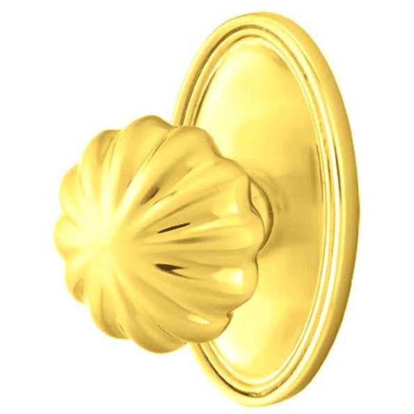 EMTEK Solid Brass Melon Door Knob Set With Oval Rosette