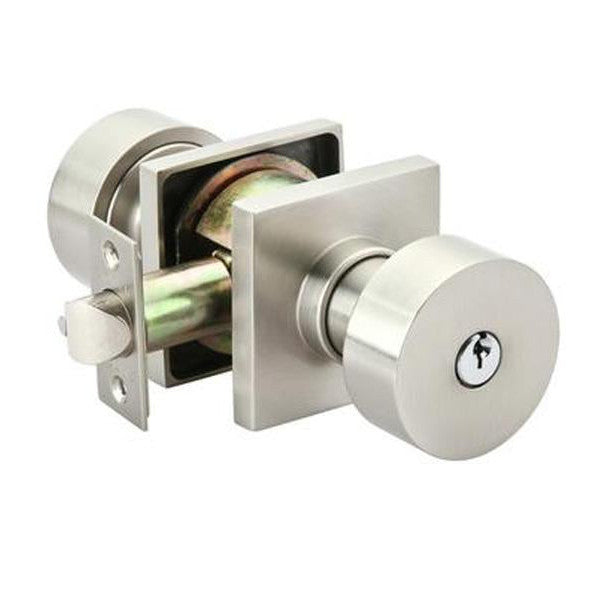 EMTEK Emtek Solid Brass Round Key In Door Knob with Square Rosette (Several Finish Options)