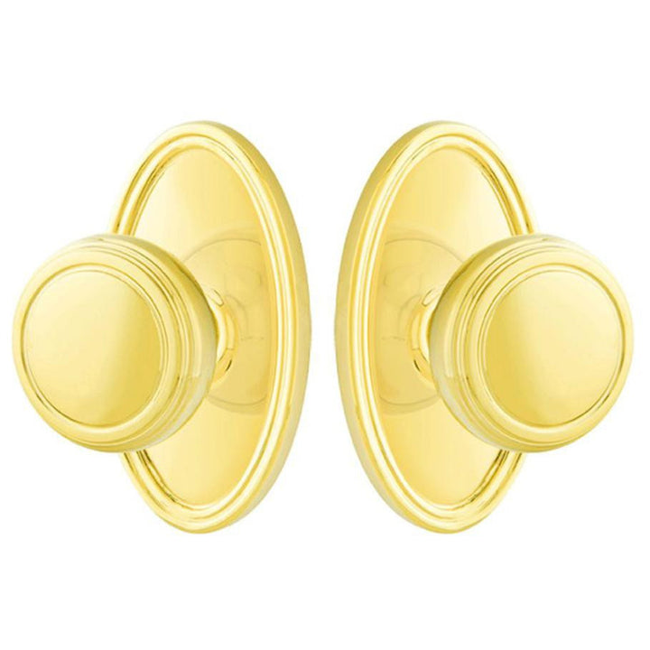 EMTEK Solid Brass Norwich Door Knob Set With Oval Rosette