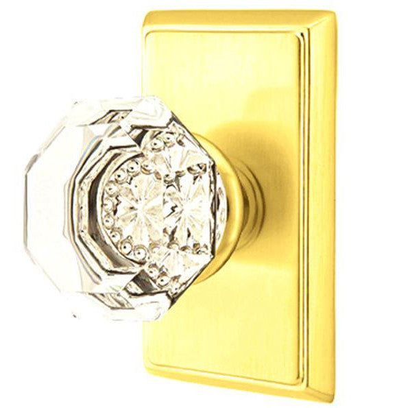 EMTEK Emtek Crystal Old Town Clear Door Knob Set With Rectangular Rosette