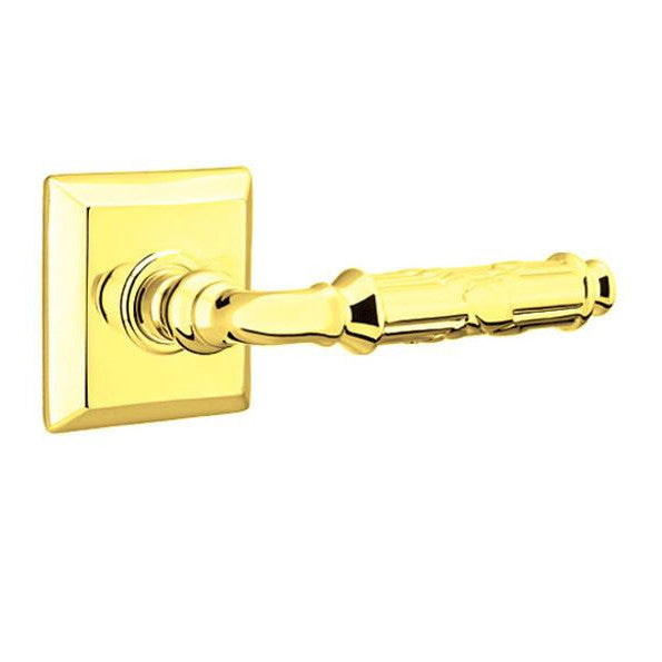 EMTEK Solid Brass Ribbon & Reed Lever With Quincy Rosette