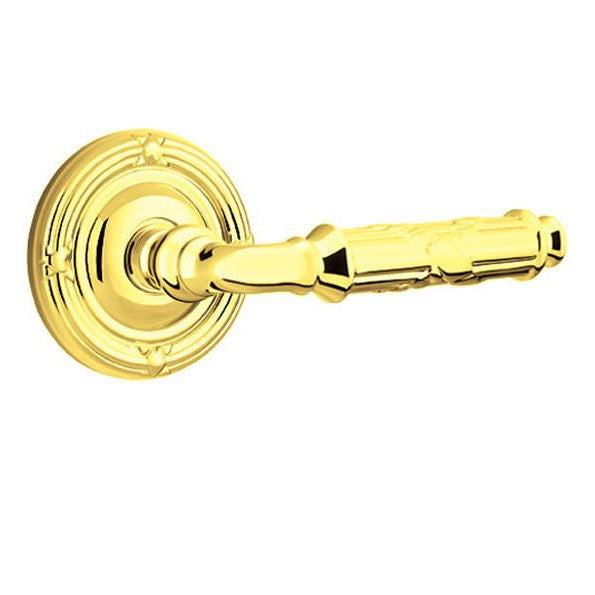 EMTEK Solid Brass Ribbon & Reed Lever With Ribbon & Reed Rosette