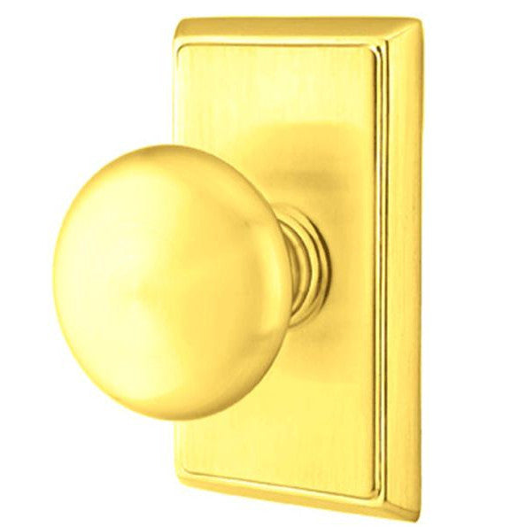 EMTEK Solid Brass Providence Door Knob Set With Rectangular Rosette