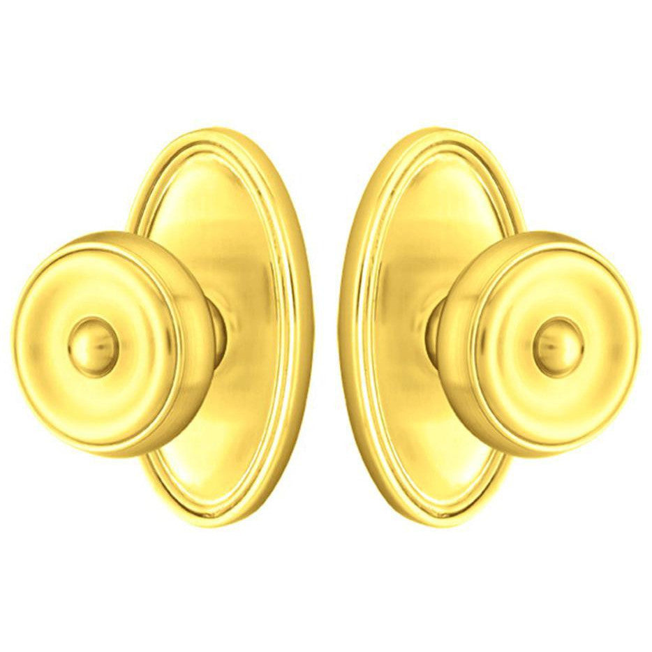 Solid Brass Waverly Door Knob Set With Oval Rosette (Several Finish Options) EMTEK