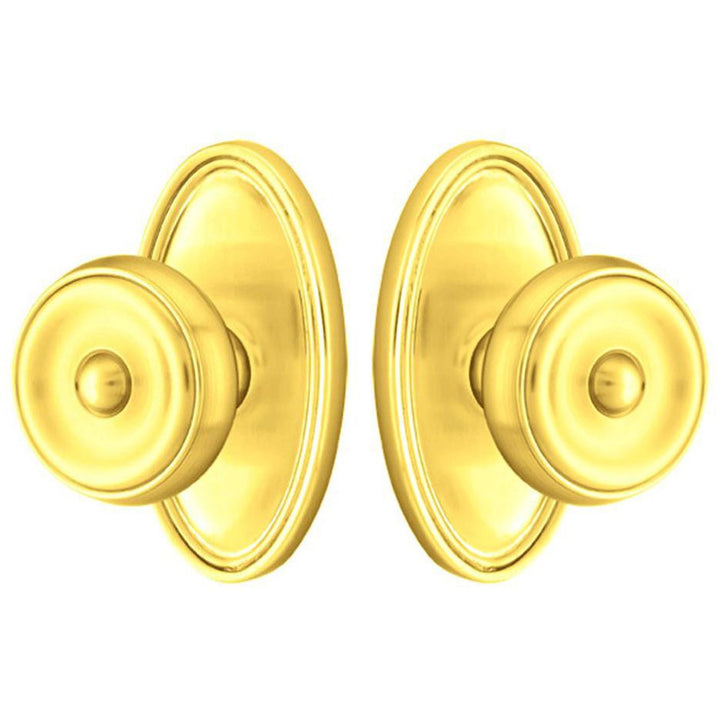 Solid Brass Waverly Door Knob Set With Oval Rosette (Several Finish Options) EMTEK