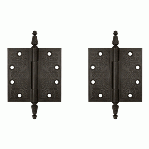 4 1/2 X 4 1/2 Inch Solid Brass Ornate Finial Style Hinge (Oil Rubbed Bronze Finish) DELTANA