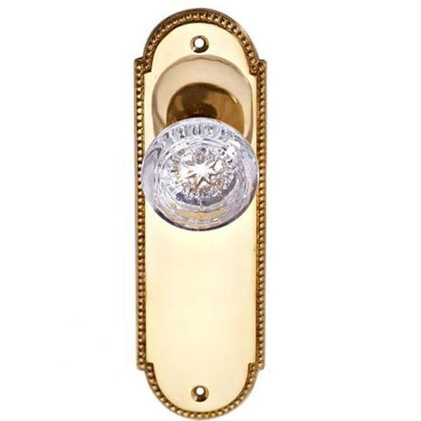 Arched Beaded Backplate Door Set with Round Crystal Door Knobs (Several Finishes Available) COPPER MOUNTAIN HARDWARE