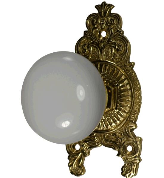 Ornate Victorian Rosette Door Set with White Porcelain Door Knobs (Several Finishes Available) COPPER MOUNTAIN HARDWARE