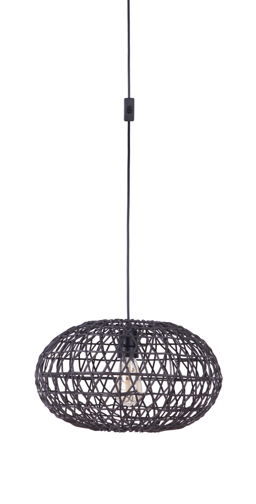 Portable Swag Pendant w/Rattan Shade in Flat Black CRAFTMADE