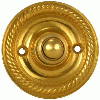 COPPER MOUNTAIN HARDWARE Classic Georgian Roped Doorbell Push Button (Polished Brass Finish)