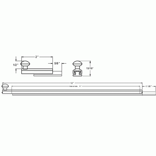 DELTANA 12 Inch Solid Brass Surface Bolt (Lifetime Polished Brass Finish)