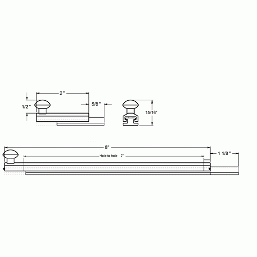 8 Inch Solid Brass Surface Bolt (Polished Chrome Finish) DELTANA