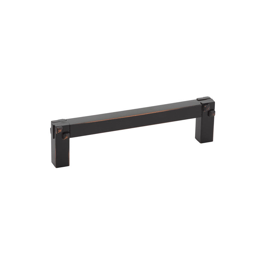 EMTEK 4 3/8 Inch (4 Inch c-c) Solid Brass Mortise & Tenon Pull (Oil Rubbed Bronze Finish)