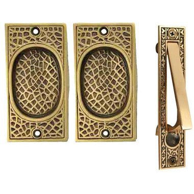 Craftsman Pattern Single Pocket Passage Style Door Set (Antique Brass Finish) COPPER MOUNTAIN HARDWARE