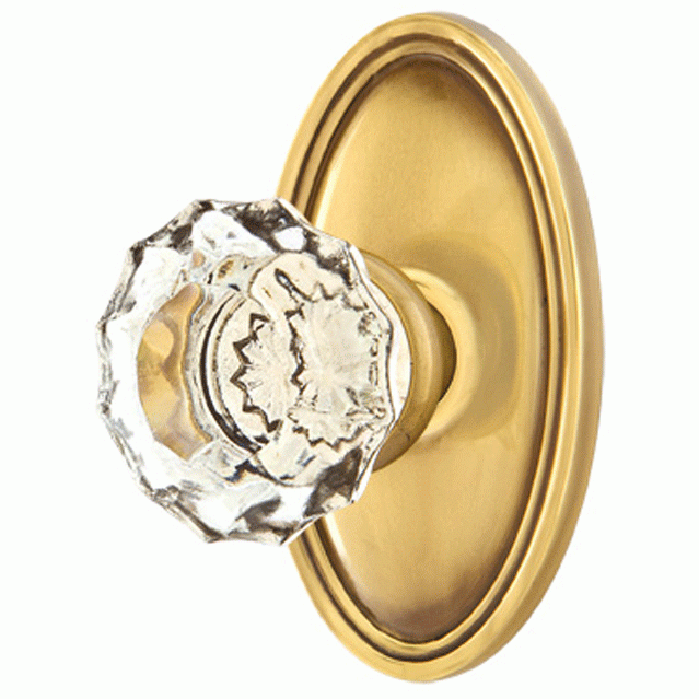 EMTEK Crystal Astoria Door Knob Set With Oval Rosette=