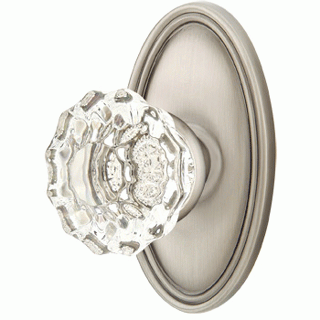 EMTEK Crystal Astoria Door Knob Set With Oval Rosette=