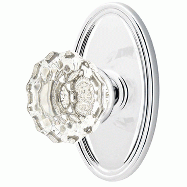 EMTEK Crystal Astoria Door Knob Set With Oval Rosette=