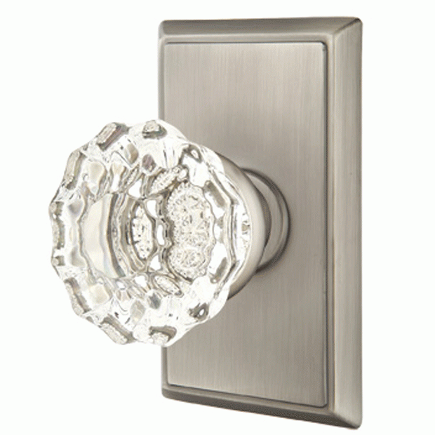 EMTEK Emtek Crystal Astoria Door Knob Set With Rectangular Rosette