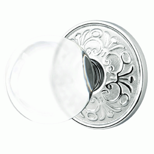 EMTEK Crystal Bristol Door Knob Set With Lancaster Rosette