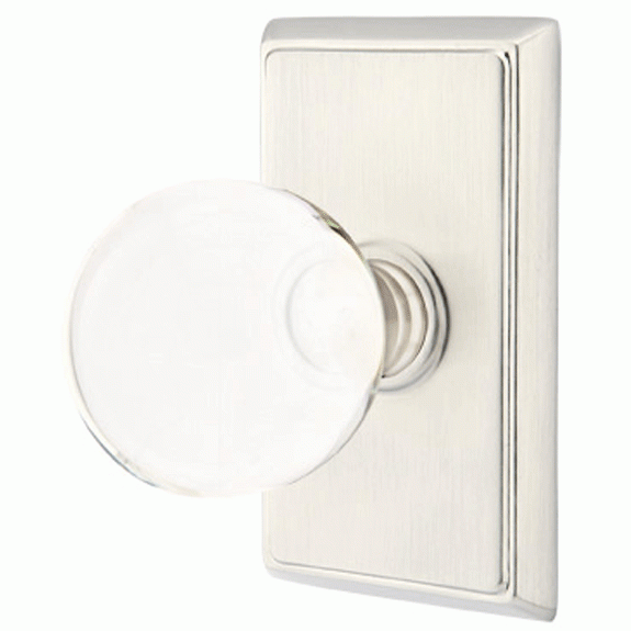 EMTEK Crystal Bristol Door Knob Set With Rectangular Rosette