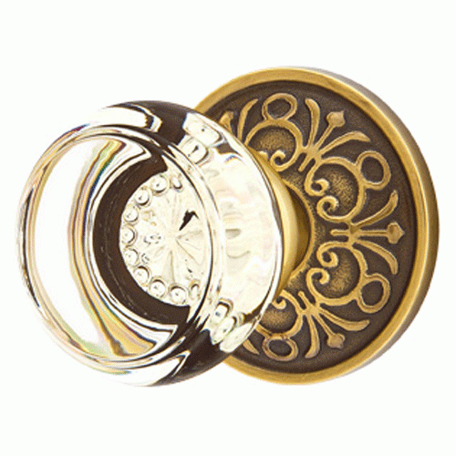 EMTEK Emtek Crystal Georgetown Door Knob Set With Lancaster Rosette