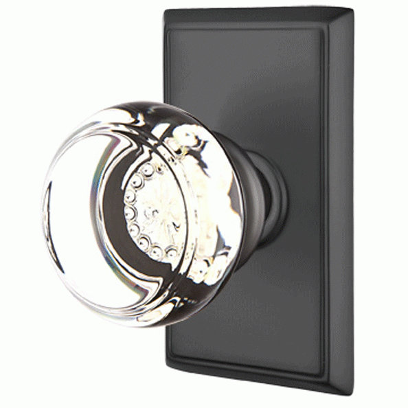 EMTEK Crystal Georgetown Door Knob Set With Rectangular Rosette