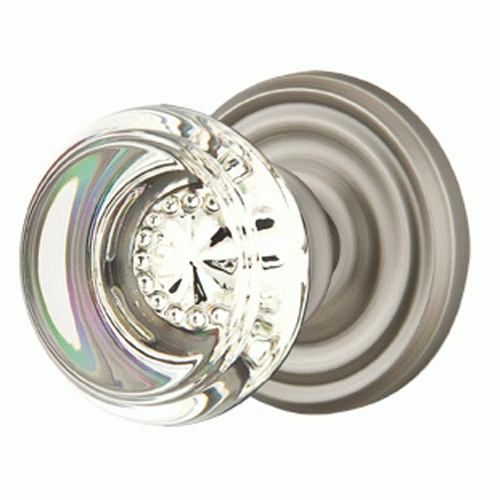 EMTEK Emtek 810GT Georgetown Crystal Passage Knobset with Brass Rosette Pewter Knobset Passage