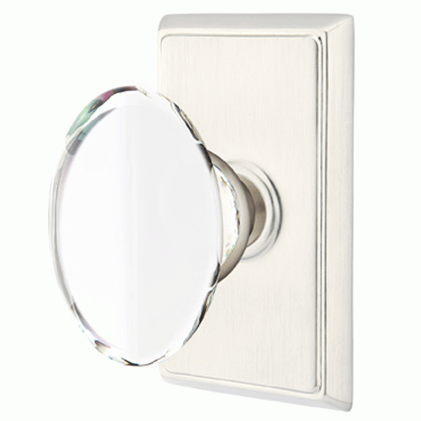 EMTEK Crystal Hampton Door Knob Set With Rectangular Rosette