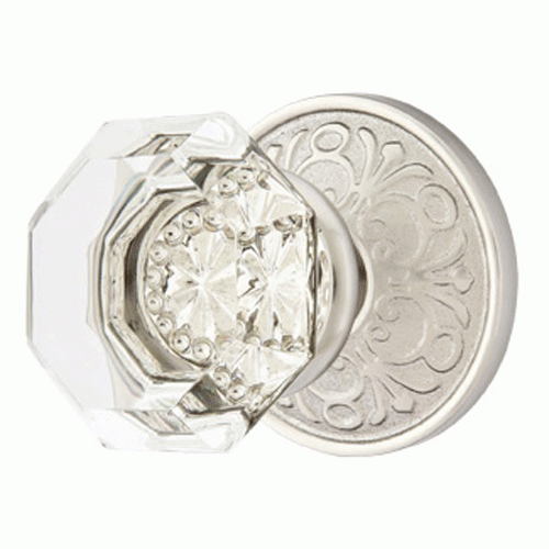 EMTEK Emtek Crystal Old Town Clear Door Knob Set With Lancaster Rosette