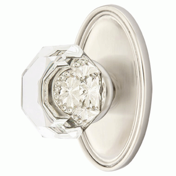 EMTEK Emtek Crystal Old Town Clear Door Knob Set With Oval Rosette