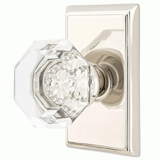 EMTEK Emtek Crystal Old Town Clear Door Knob Set With Rectangular Rosette