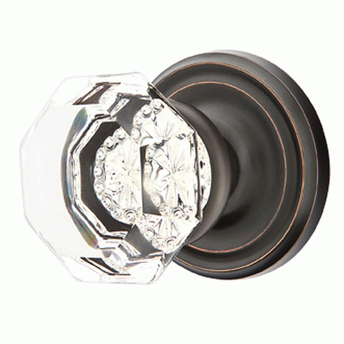 EMTEK Emtek Crystal Old Town Clear Door Knob Set With Regular Rosette