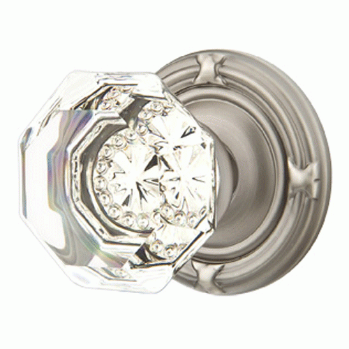 EMTEK Emtek Crystal Old Town Clear Door Knob Set With Ribbon & Reed Rosette (Several Finish Options)