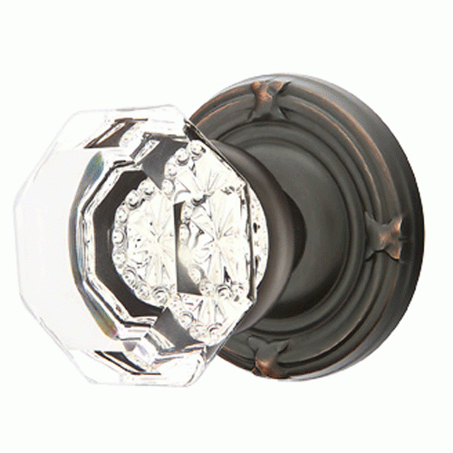 EMTEK Emtek Crystal Old Town Clear Door Knob Set With Ribbon & Reed Rosette (Several Finish Options)