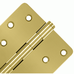 DELTANA 4 Inch X 4 Inch Solid Brass Zig-Zag Hinge (1/4 Radius Corner, PVD Polished Brass Finish)