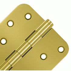 DELTANA 4 Inch X 4 Inch Solid Brass Zig-Zag Hinge (5/8 Radius Corner, PVD Polished Brass Finish)