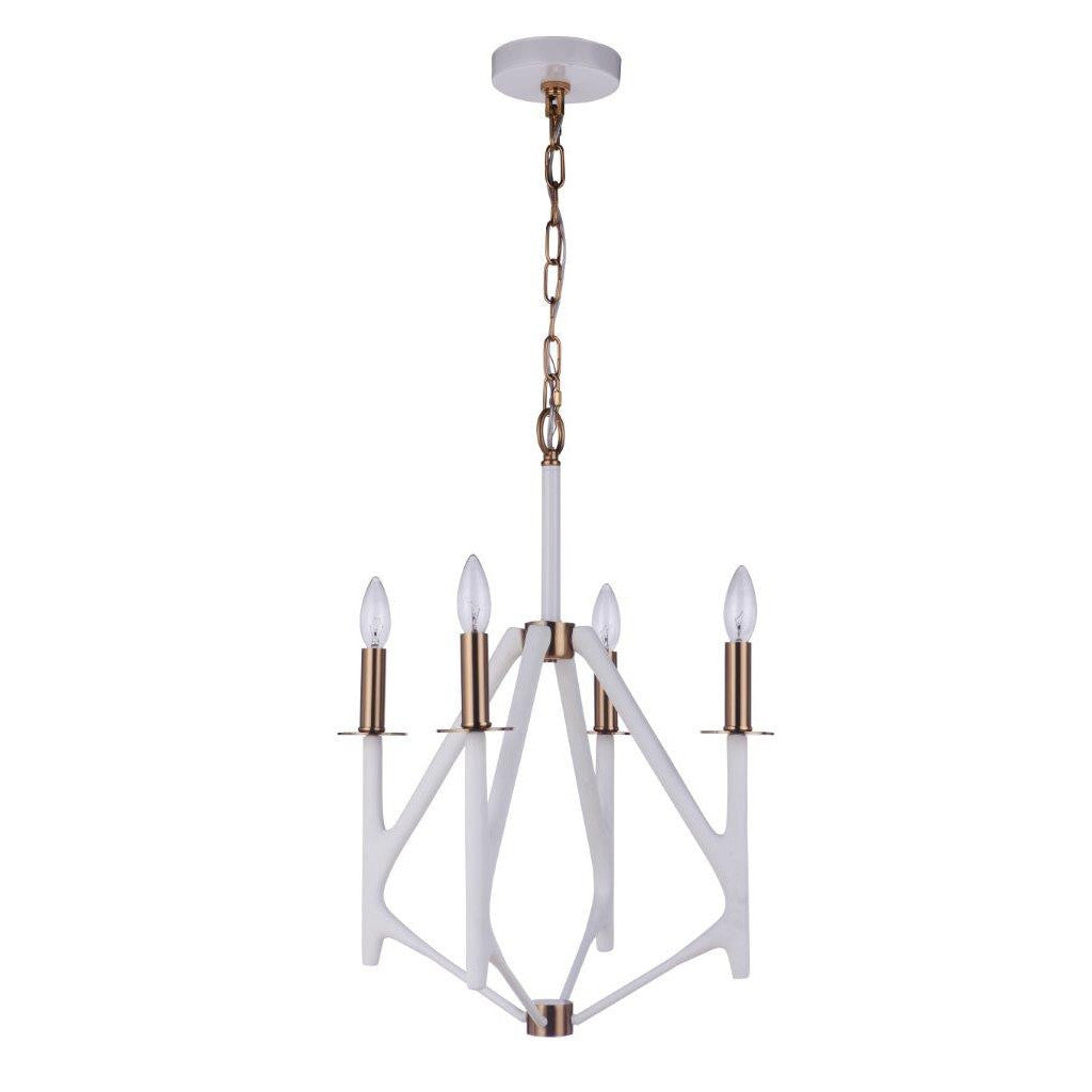 CRAFTMADE The Reserve 4 Light Chandelier in Matte White/Satin Brass