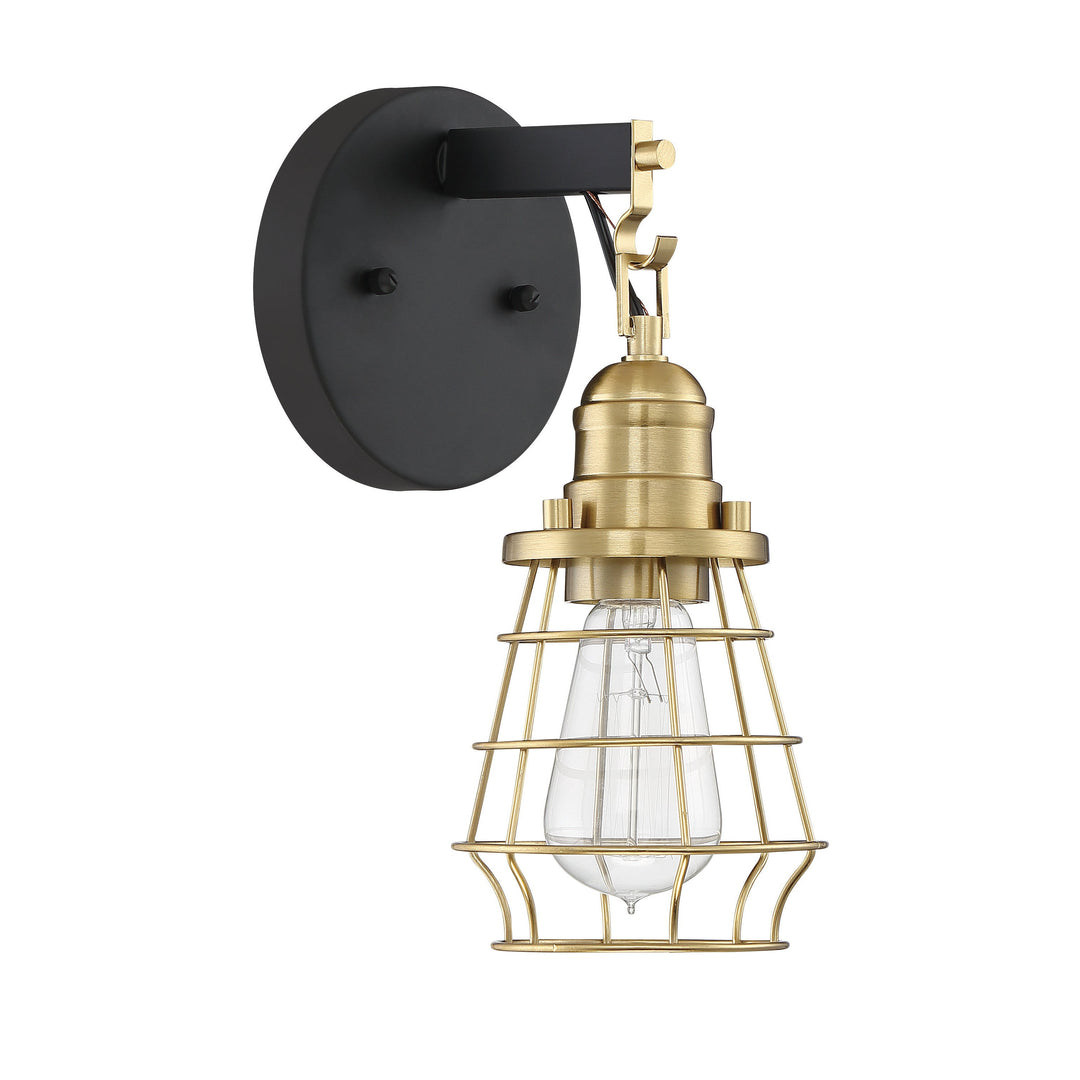 CRAFTMADE Thatcher 1 Light Wall Sconce in Flat Black/Satin Brass